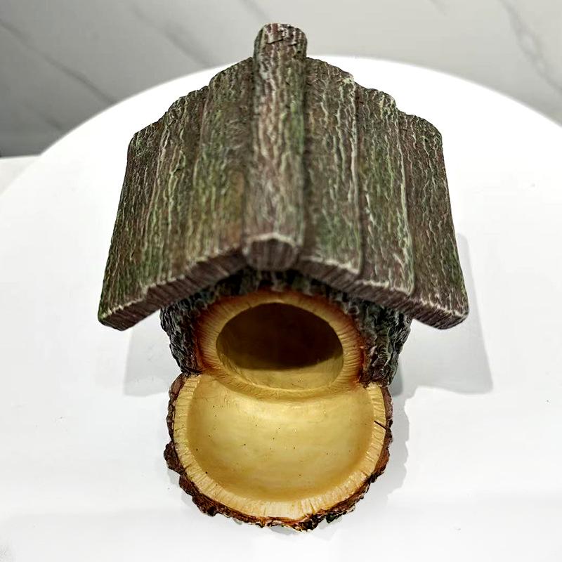 Resin Tree Stump Birdhouse & Feeder Garden Decoration
