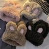 Solid Color Knitted Plush Hat Fluffy Winter Outdoor Warm Cap Rabbit Ear Beanies  Autumn Winter