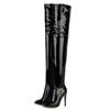 Elastiska Över Knähöga Stövlar Dam Mode Lårhöga Stövlar Vinter Höga Svarta Vita Röda Fetisch Långa Skor Stor storlek 46 48