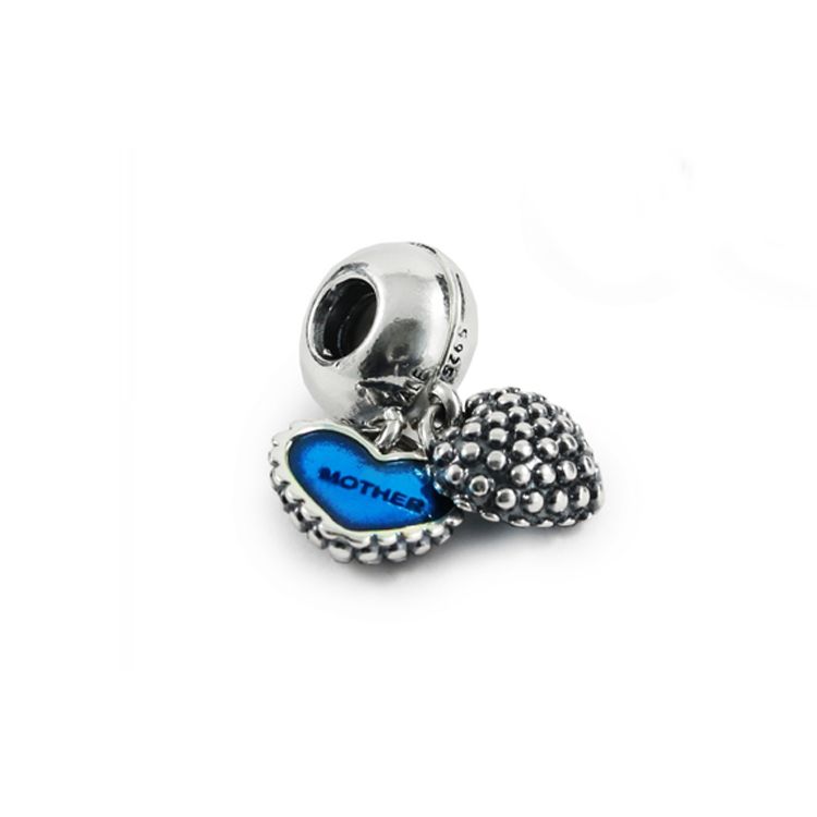 Pandora Mother And Child Enamel Heart Pendant Unisex Pendant Silver Blue 791152EN08 F,Silver/Blue
