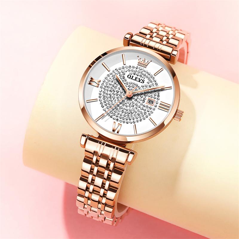 New OLEVS High Quality Watch Women Simple Style Fashion Rose Gold Waterproof Quartz WristWatches Ladies Watch Reloj Para Mujer