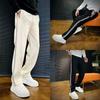 Autumn and winter senior sense splicing striped straight sports casual pants men's loose light luxury simple long-guard pants