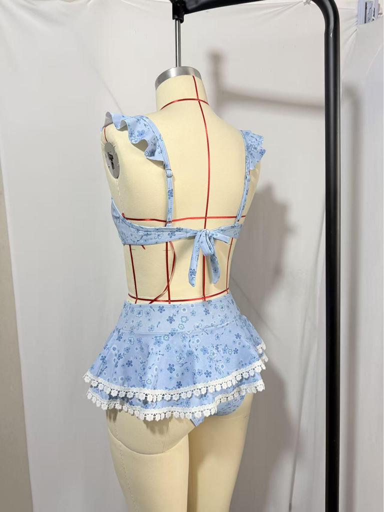 2026 Damen Europäisches & Amerikanisches Bedrucktes Strand-Bikini-Set