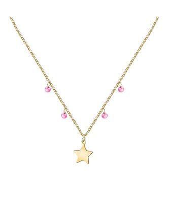 Stahlkette in Goldton mit Fuchsia-Zirkonia LPS10ARR06 für Damen