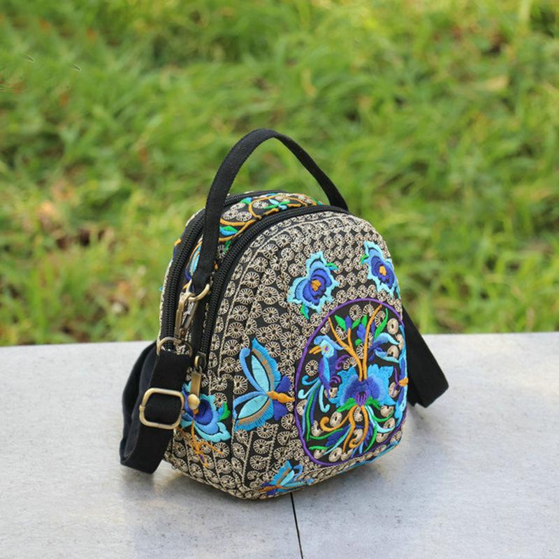 Women s Floral Embroidered Backpack Summer Travel Shoulder Rucksack Gift Floral Backpack Rucksack Bohemian 16x9x19cm 2346₽