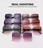 1PC Square Frameless Sunglasses Trendy Large Face New Gradient Sunglasses for Women Retro High-end UV400 Sunglasses