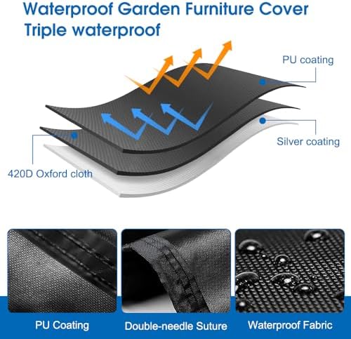 Udbrud Garden Table Cover 220x100x15cm 420D Oxford Waterproof Windproof Outdoor Furniture Cover