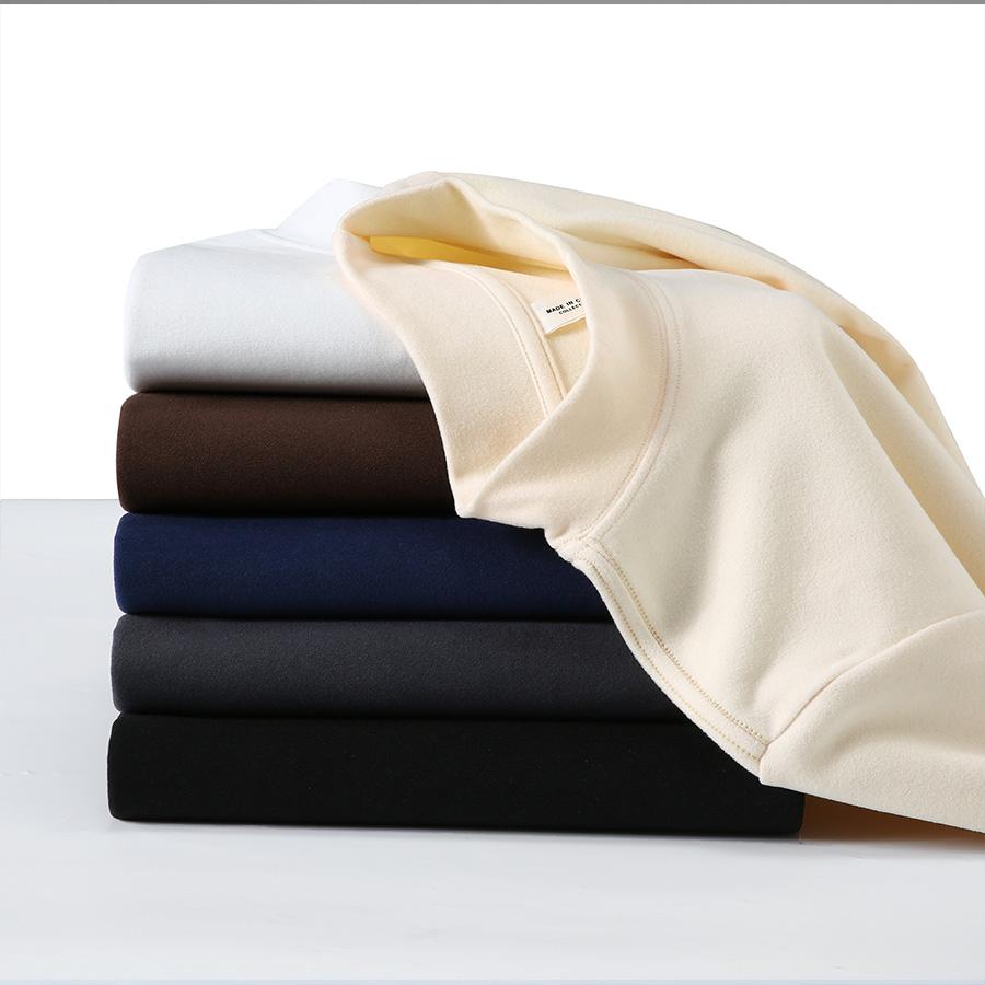 Men's Double-Sided High Neck Long Sleeve T-Shirt, Autumn Winter Turn Collar Thickened Warm Casual Lined Shirts HMDRC