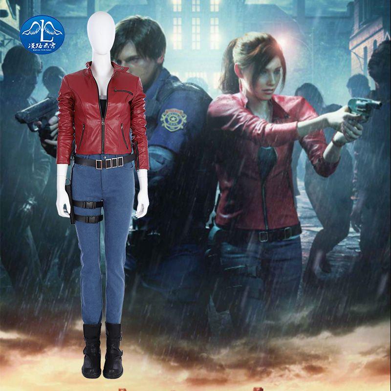 Resident Evil 2 Claire Cos Costume Same Style Leather Outfit Full Set Cosplay Clothing Factory Tube Top + Vest 88 L