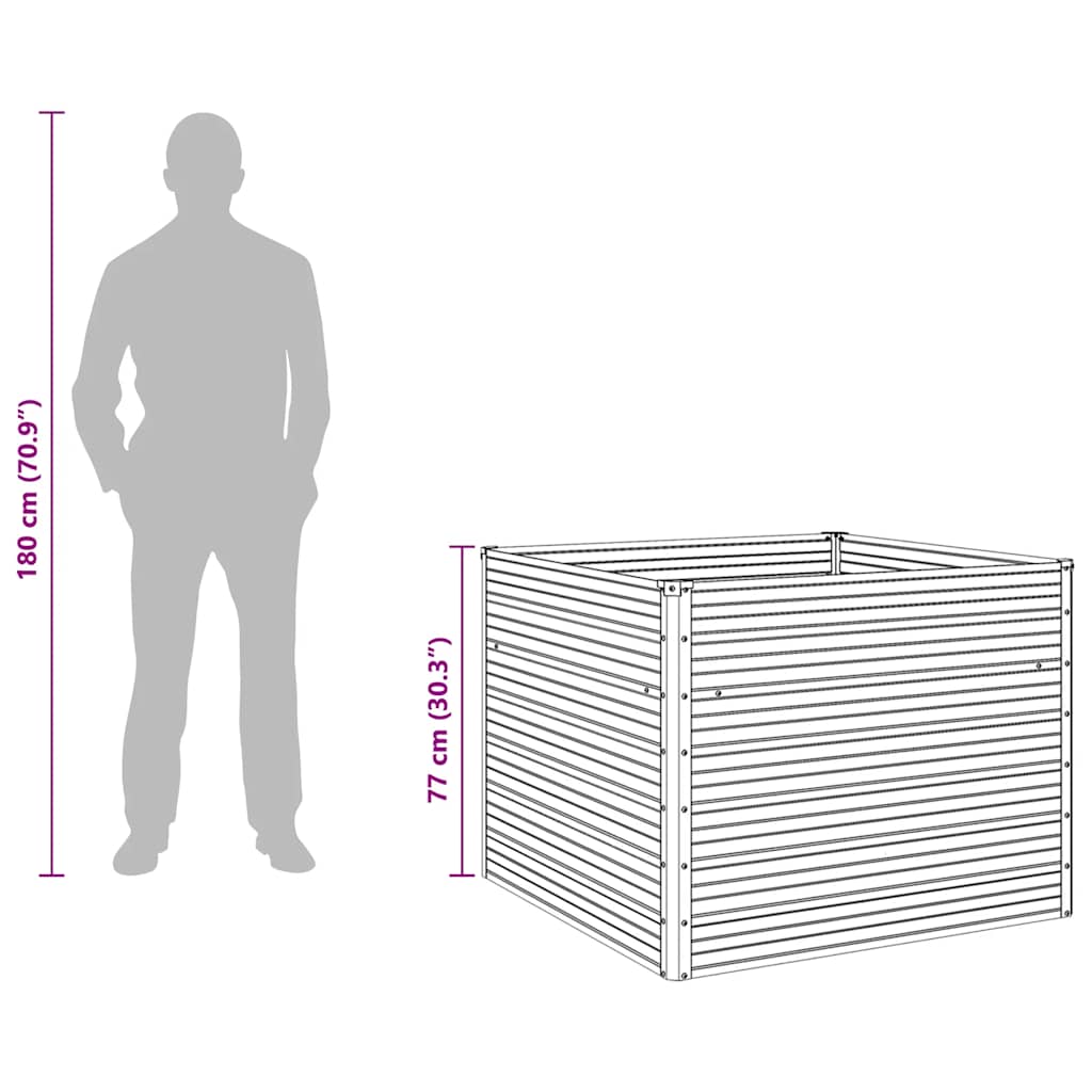 Raised Garden Bed Brown 100 X 100 X 77 Cm Galvanized Steel