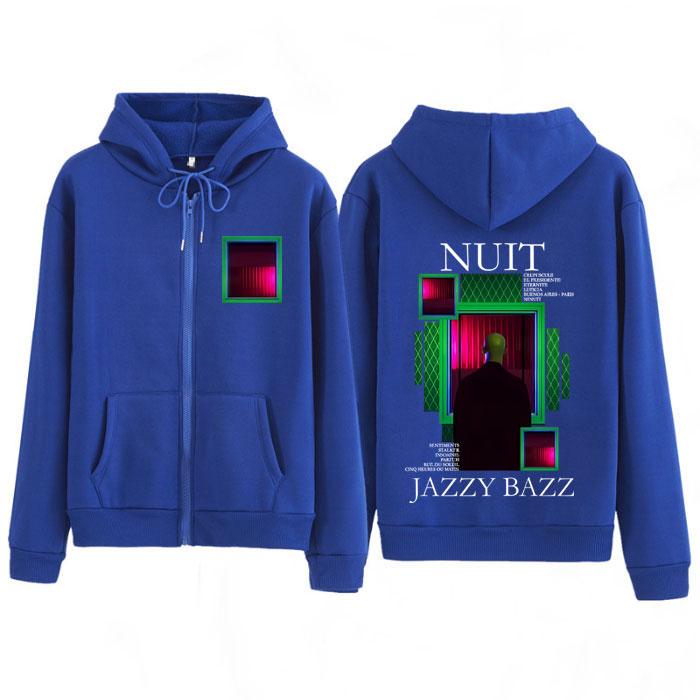 Rapper Jazzy Bazz Nuit Album Graphic Zipper Hoodie Men Women High Quality Sweatshirt Vintage Oversized Gothic Zip Up Sportswear