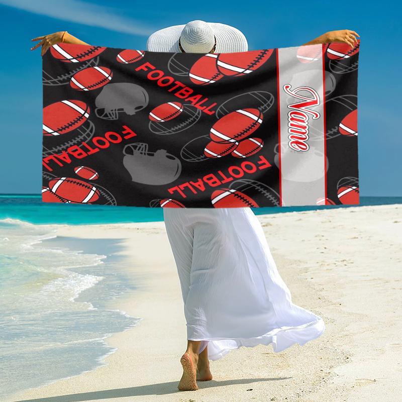 Personalized Football Fanatic Journal Beach Towel Microfiber Beach Towel Thin Absorbent for Beach Swimming Yoga Bath Sports. 0910157
