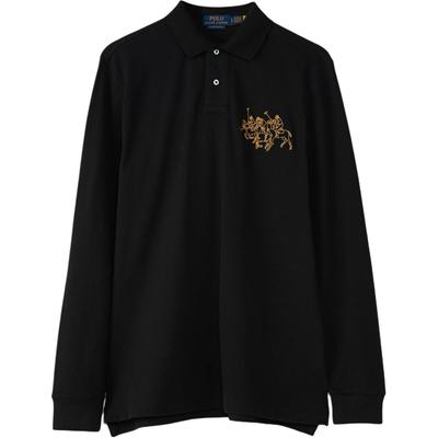 Polo Maglione con Logo Ricamato a Manica Lunga Polo da Uomo Nero 710926123-001