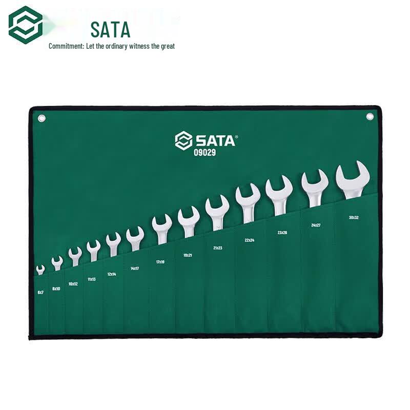 SATA 13-Piece Fully Polished Double Open-End Wrench Set 6-32mm