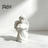 Desktop Ornament, Angel Design Sculpture with Curly Hair Texture And Layered Wings, 3D Printed Decorative Figurine for Study Room Bedroom Decor