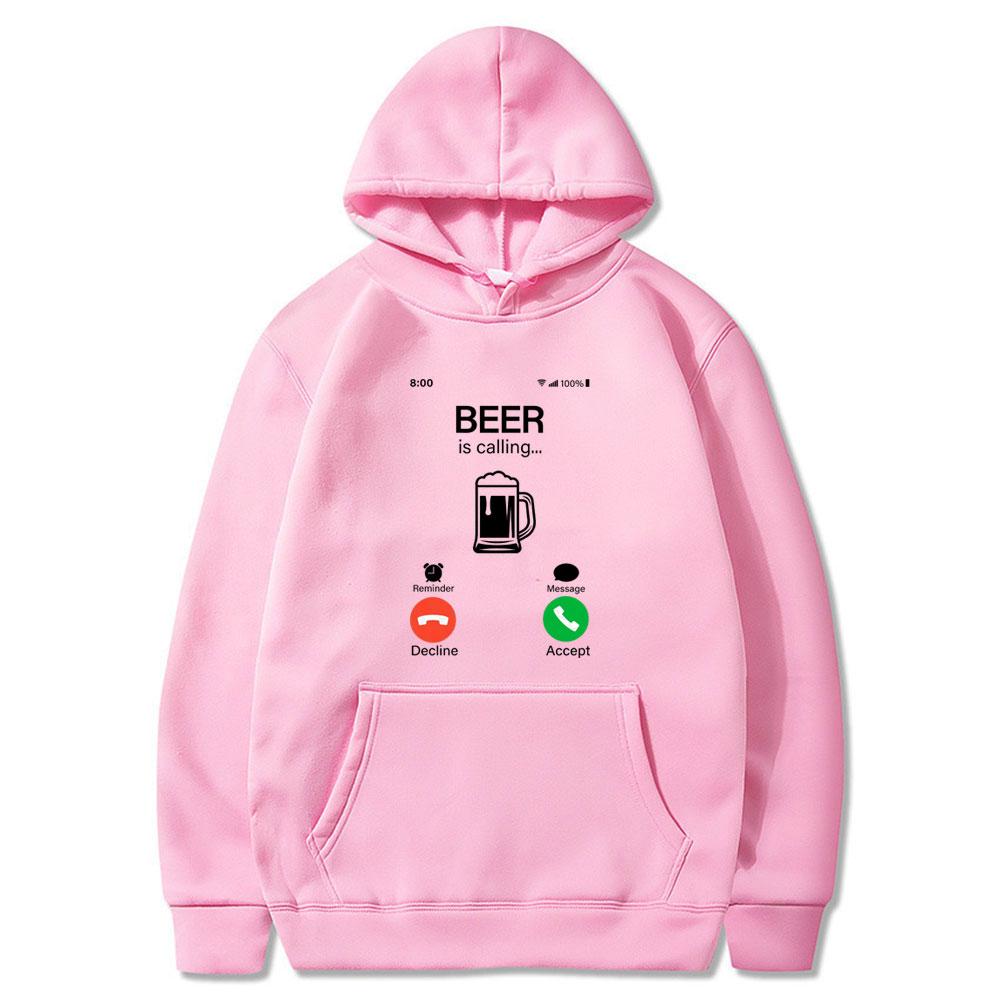 Beer Is Calling and I Must Go Phone Funny Meme Tops Men's Women Fashion Clothes Casual 2025 Cotton Streetwear Hot Sale Clothing