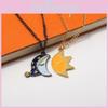 Moon And Sun Splicing Smiley Faces Necklace With Alloy Chain For Lovers Gift