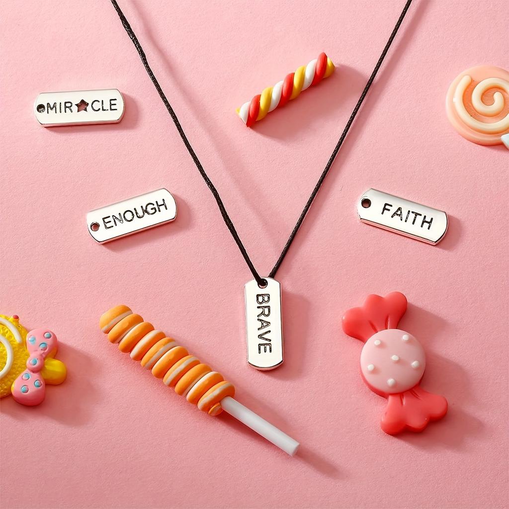 40 Stück Gravierte Motivierende Wortanhänger - Silbrige Zinklegierung Anhänger für DIY Schmuck, Halsketten, Armbänder & Schlüsselanhänger