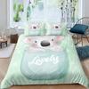 Cartoon Koala Kids Bedspread Cover, Lovely Koala Comforter Cover For Children Toddler Nursery Charming Bear Quilt Cover With Pillowcase