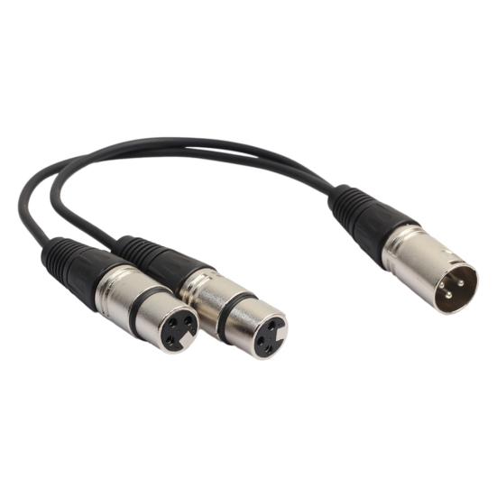 0.3m XLR Y 3 Pin 1 Splitter Cable Male To 2 Female Convertor