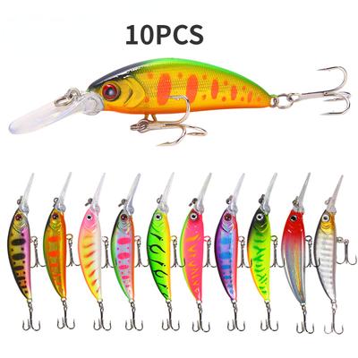 10PCS 7cm/6g High Carbon Steel Three Anchor Hook Simulation Fish Bait Sequin Hard Bait