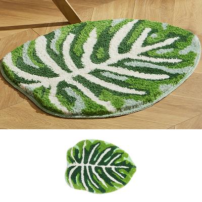 Lovely Bath Mat Leaf Print New Year Rug Floormat Entrance Foot Pad for Bathroom and Home Decoration
