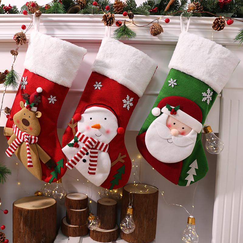 Claus Santa Cute Snowman Elk Socks Shaped Pendant For Christmas Decoration