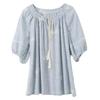 Women's Striped Embroidered V-Neck Pullover Blouse