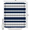 Striped Shower Curtain Navy Blue and Gray, Blue and White Striped Shower Curtain with Hooks for Bathroom Waterproof Bath Curtains for Home Hotel, 72"