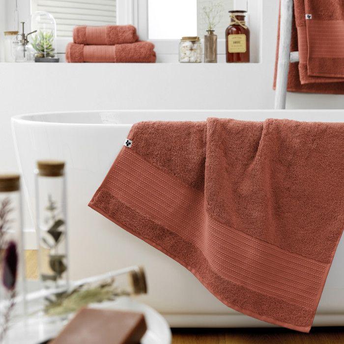 Drap de douche "Garance" 70 x 130 cm / 100% Coton Bio / 600 gr/m² l'Effet Papillon - Garance Terracotta - Drap de douche 70 x 130 cm