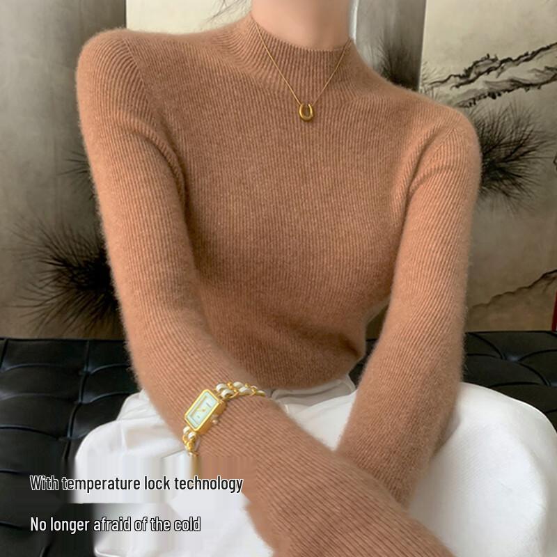 O'DFin Women's Wool Blend Half Turtleneck Slim Fit Base Layer Top