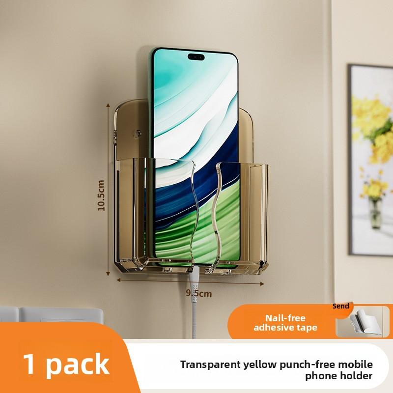 

1 шт. Клейкая подставка для зарядки мобильного телефона, настенная, без перфорации, прикроватная, ленивая полка для хранения, многоцелевая полка 1PCS прозрачный