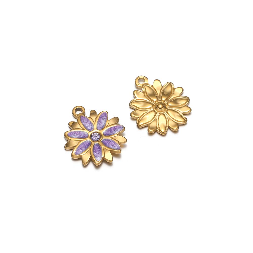 5Pcs Stainless Steel Zircon Sunflower Enamel Charms for DIY Jewelry Findings Girls Necklace Bracelets Pendants Earrings Making