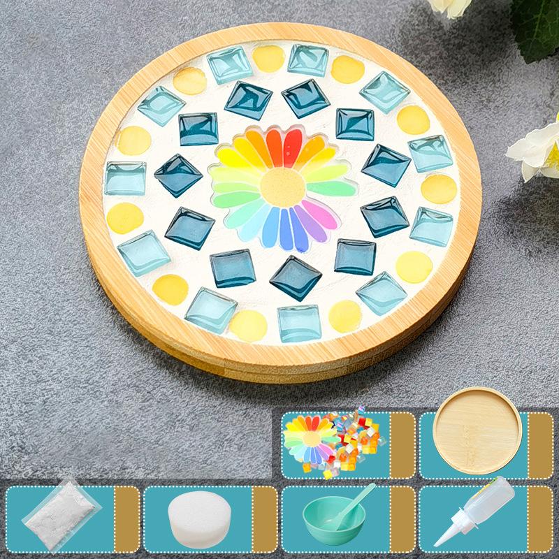 Handmade Diy Mosaic Cup Mat Bottom Bamboo Pad Early Education Free Creation Handicraft Toys