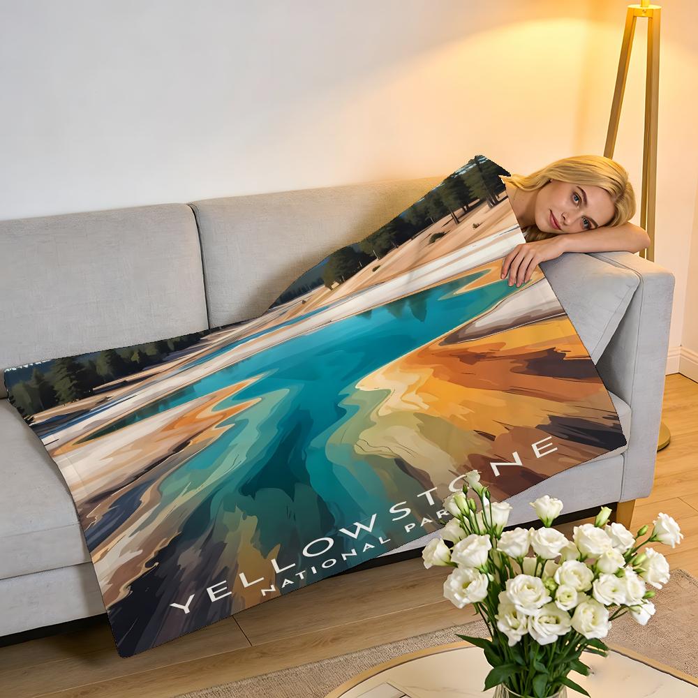 Yellowstone National Park Throw High-Density Short Plush Blanket Soft For Sofa Air-Con Room.