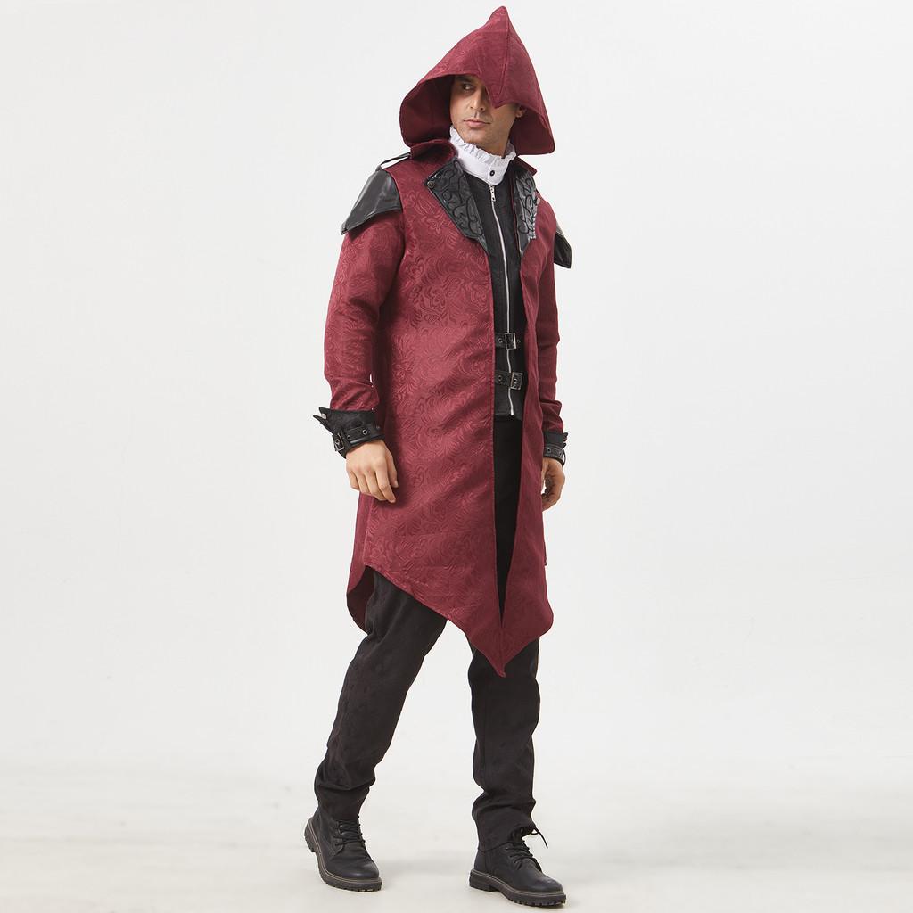 Halloweenfantasy Inspired Unisex Spliced Velvet Jacket With Tapestry Fabric For Stage Performances