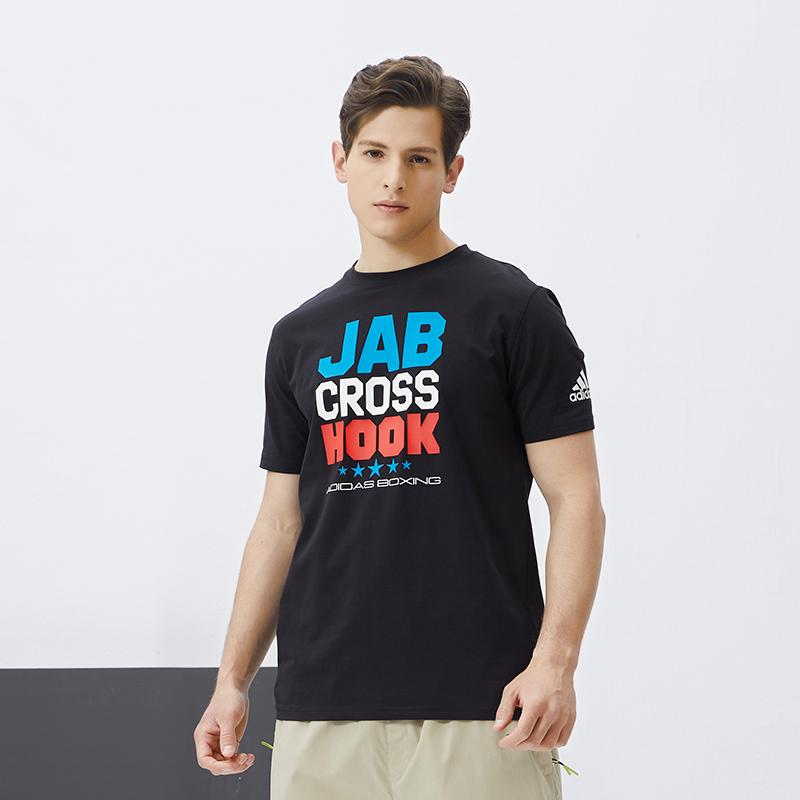 Adidas Letter Print Casual Sports American Vintage Crew Neck Short Sleeve T-Shirt Men Tops Black ADICLTSCJH-BW