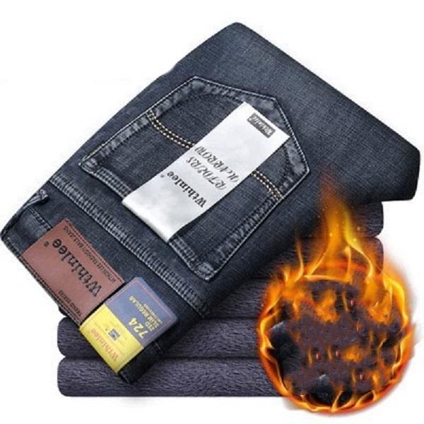 

Winter Fleece Casual Pants Men s Straight Slim Thick Warm Male Business Fashion Casual Elastic Comfort Velvet Trousers 40 темно-синий