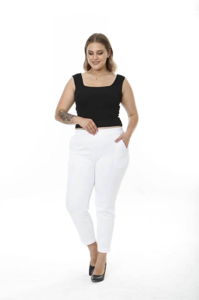 Women's Big Size Dress Diving Fabric Ankle Length Trousers