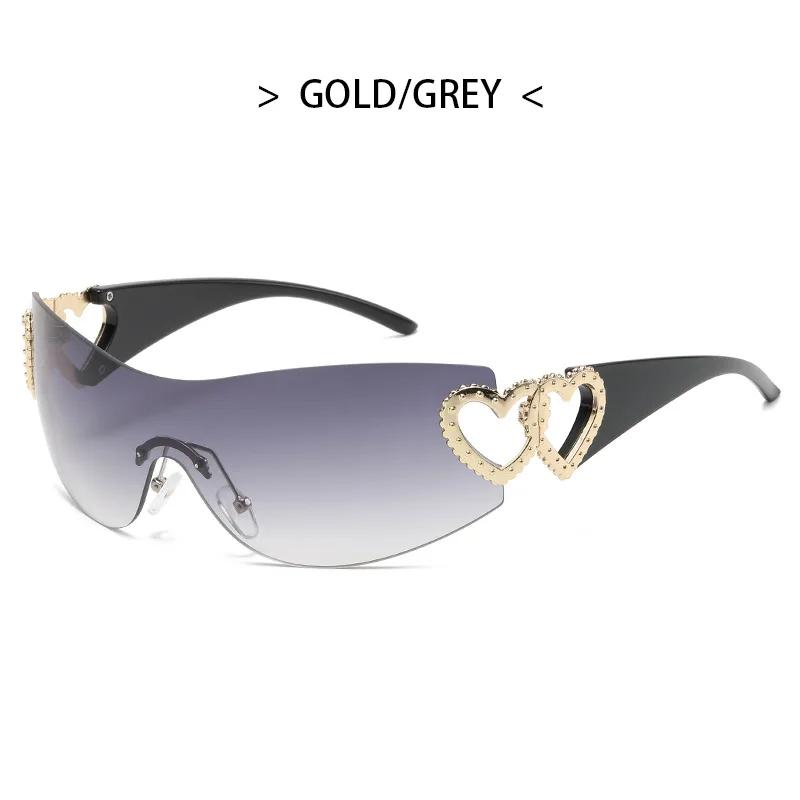 Frameless Y2K Women's Future Style Sun Glasses Fashion Love Sunglasses Luxury Designer PC Sunscreen Sunglass gafas de sol mujer