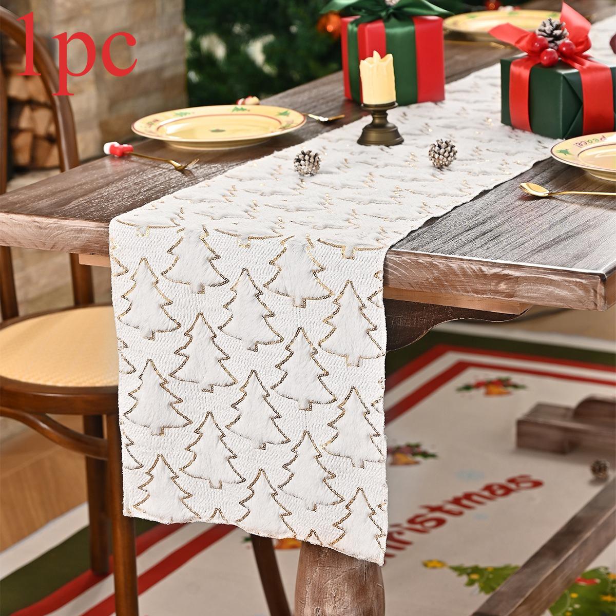 Golden Christmas Tablecloth, Table Flag Decoration, Christmas Dining Table Decoration, Festive Atmosphere Decoration 28X100CM белый