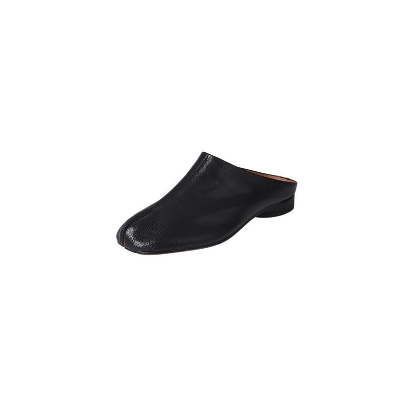 Fashion Low Heels Women Pumps Square Toe Splitting Toes Genuine Leather Slippers Spring Summer Concise Casual Working Shoes Woman New