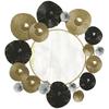 Metal Wall Ornament with Decorative Mirror for Living Room Bedroom Hallway 84x84 Cm Gold and Black