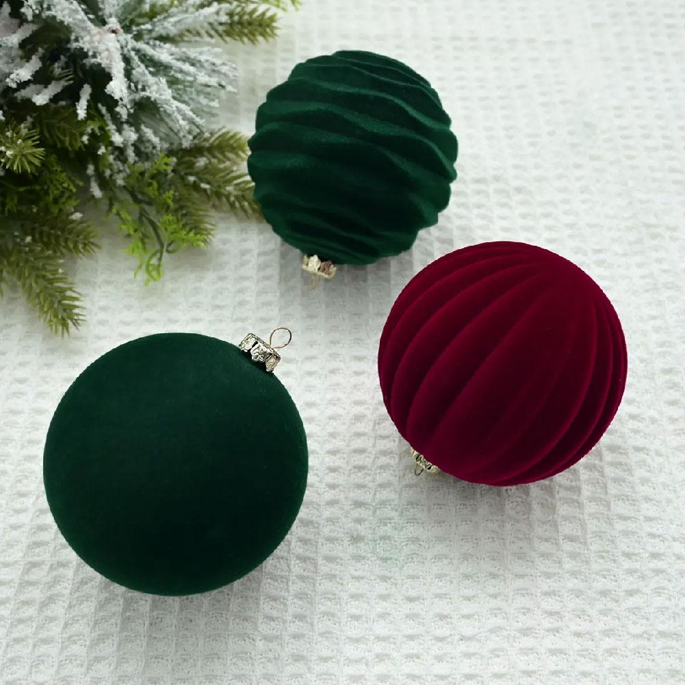 12PCS Velvet Christmas Balls Christmas Tree Ornament Flocked Xmas Ball Hanging Pendents Navidad Festival Party Home Decor Supply
