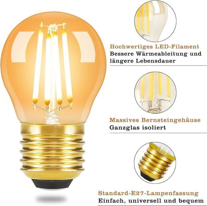 Ampoule LED E27 (lot 6) - NETTLIFE - G45 - Filament Vintage - 4W - Blanc Chaud 2700K