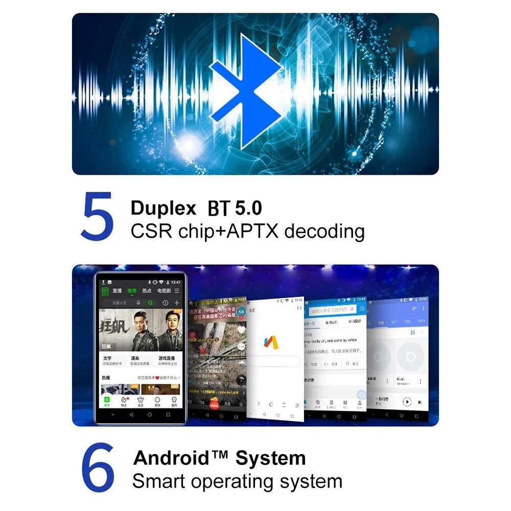 Odtwarzacz HiFi MP3 Bluetooth 5.0 Odtwarzacz MP4 MP5 4,0" Pełny ekran dotykowy System Smart Android 8.1 ze Spotify Streaming Odtwarzacz muzyki