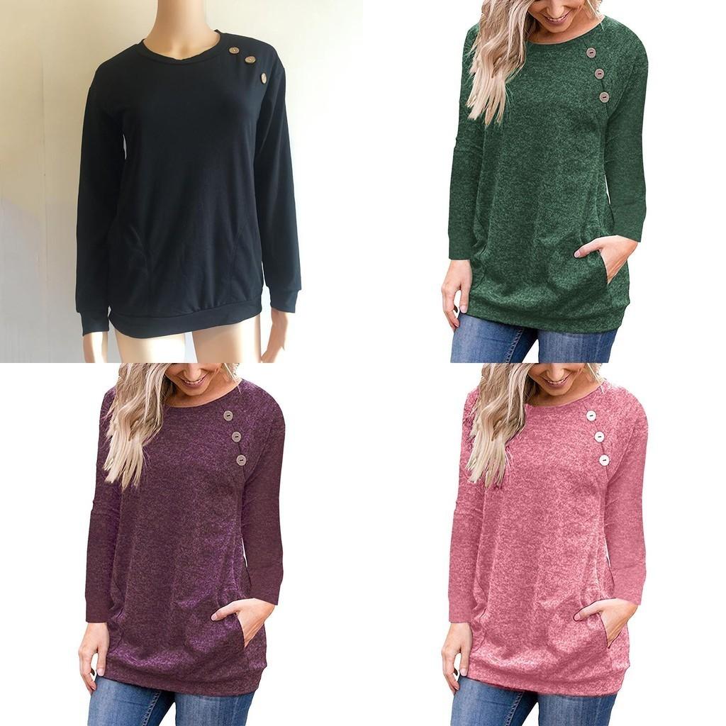 Elegant Women's Casual Long Sleeve Pullover Sweater With Chic Button Details And O-neck