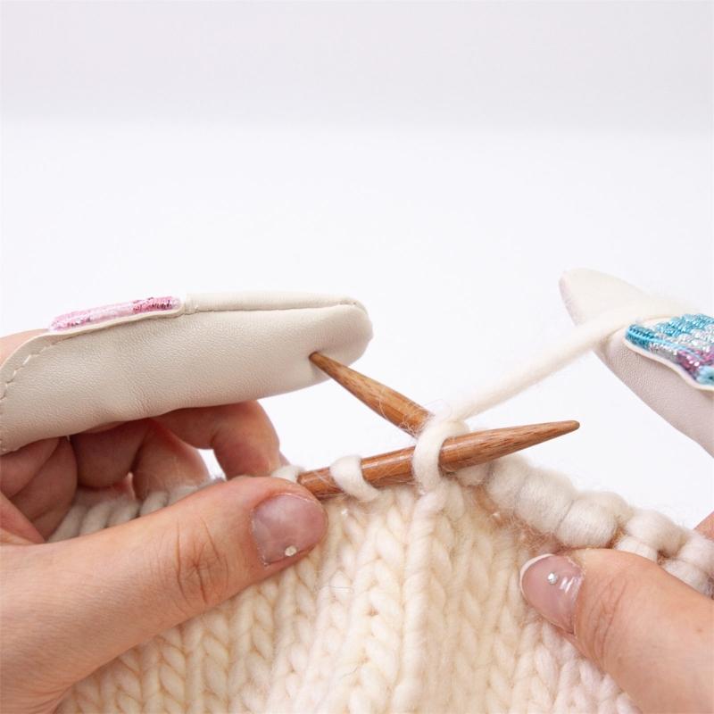 1 Pair Finger Protector Knitting Finger Guards Leather Thimbles Needle Felting Supplies for Hand Sewing Embroidery