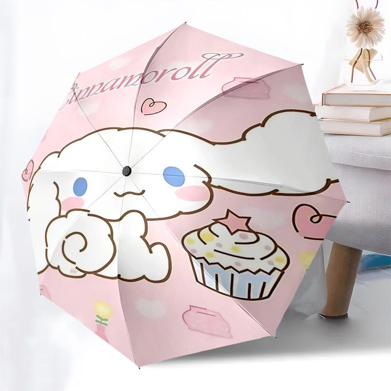 1pc Cinnamoroll Cupcake Automatic Folding Umbrella - Portable 3-Fold Design with Iron Frame, Perfect for Fans, Travel, Daily Use, and Festive Gifts.R0