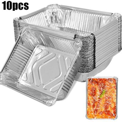 10PCS Square Foil Food Containers Disposable Baking Pans New BBQ Bowl  Cooking